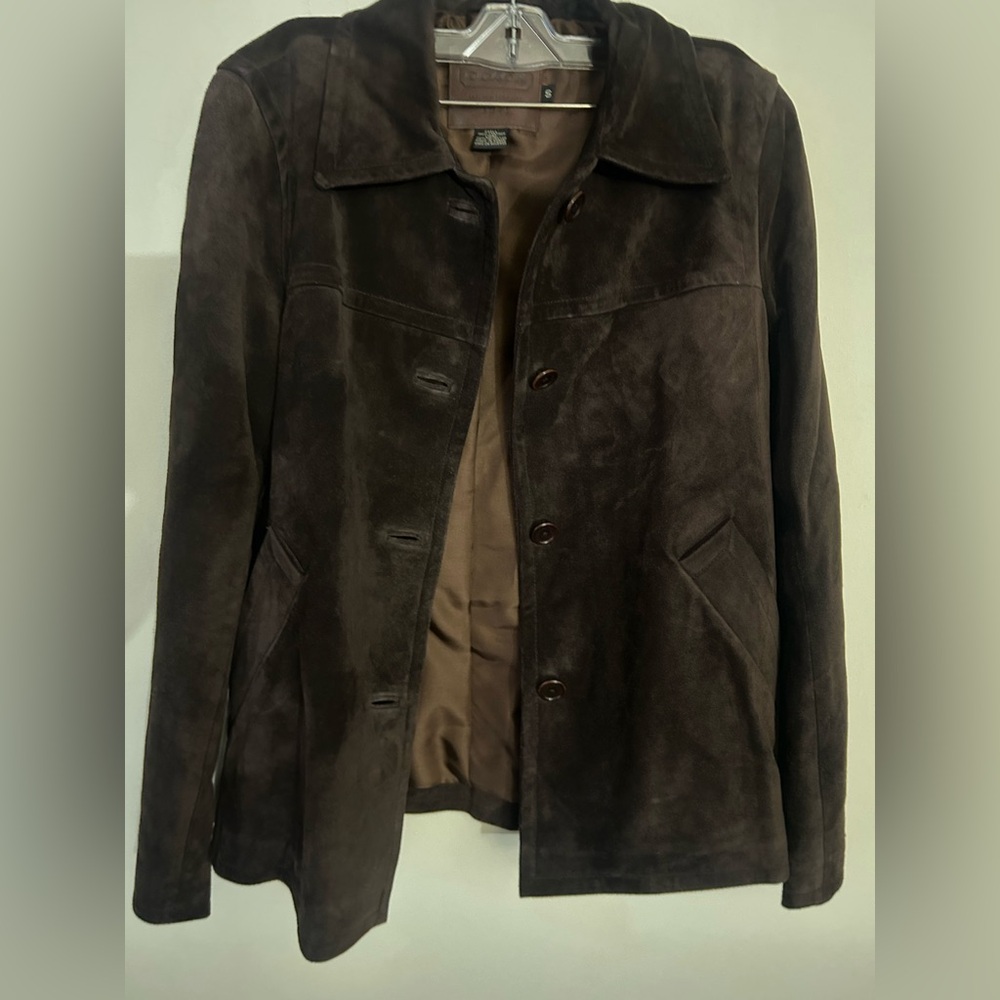 Coach Women’s Dark Brown Suede Button-Front Jacket